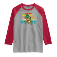Dabbing Pineapple Christmas Tree Lights Raglan Shirt Hawaiian Hawaii Tropical Xmas Men Gifts Sunglasses On
