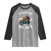 Biker Grandpa Santa on Motorcycle Christmas Raglan Shirt Funny Oh What Fun It Is To Ride