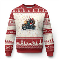 Biker Grandpa Santa on Motorcycle Christmas Ugly Christmas Sweater Funny Oh What Fun It Is To Ride - Wonder Print Shop