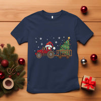Tractor Christmas T Shirt Tree Lights Farmer Xmas Gift for Tractor Drivers - Wonder Print Shop