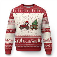 Tractor Xmas Ugly Christmas Sweater Tree Lights Farmer Xmas Gift for Tractor Drivers - Wonder Print Shop