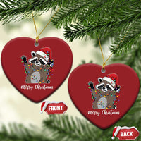 Merry Xmas Raccoon Christmas Ornament Happy Holidays Gift Animal Red Santa Hat - Wonder Print Shop