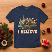 Christmas Santa T Shirt Riding Dinosaur T rex Boys Men Girls Believe Xmas Squad - Wonder Print Shop