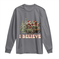 Christmas Santa Long Sleeve Shirt Riding Dinosaur T rex Boys Men Girls Believe Xmas Squad