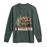 Christmas Santa Long Sleeve Shirt Riding Dinosaur T rex Boys Men Girls Believe Xmas Squad
