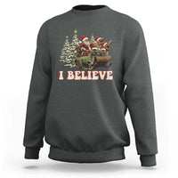 Christmas Santa Sweatshirt Riding Dinosaur T rex Boys Men Girls Believe Xmas Squad - Wonder Print Shop