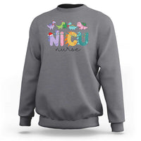 NICU Nurse Christmas Sweatshirt Xmas Light Neonatal Intensive Care Unit Nurse Appreciation Gift Dinosaur - Wonder Print Shop