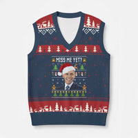 Funny Obama Ugly Xmas V-Neck Knit Sweater Vest Miss Me Yet Pajamas Ugly - Wonder Print Shop