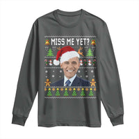 Funny Obama Ugly Xmas Long Sleeve Shirt Miss Me Yet Pajamas Ugly - Wonder Print Shop