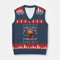 Funny Xmas V-Neck Knit Sweater Vest Merry Chrithmith Ugly Ath Thweater Tyson - Wonder Print Shop