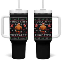 Funny Christmas Tumbler With Handle Merry Chrithmith Ugly Ath Thweater Tyson - Wonder Print Shop