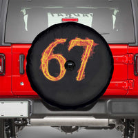 Fire Flame Number 67 Spare Tire Cover Funny Six Seven Gen Alpha Slang Meme Sports Team Jersey - Wonder Print Shop
