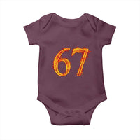 Fire Flame Number 67 Baby Onesie Funny Six Seven Gen Alpha Slang Meme Sports Team Jersey - Wonder Print Shop