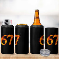 Fire Flame Number 67 4 in 1 Can Cooler Tumbler Funny Six Seven Gen Alpha Slang Meme Sports Team Jersey - Wonder Print Shop