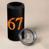 Fire Flame Number 67 4 in 1 Can Cooler Tumbler Funny Six Seven Gen Alpha Slang Meme Sports Team Jersey - Wonder Print Shop