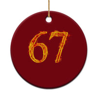 Fire Flame Number 67 Ceramic Ornament Funny Six Seven Gen Alpha Slang Meme Sports Team Jersey - Wonder Print Shop