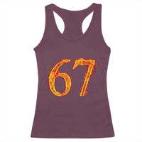 Fire Flame Number 67 Racerback Tank Top Funny Six Seven Gen Alpha Slang Meme Sports Team Jersey - Wonder Print Shop