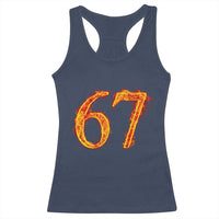 Fire Flame Number 67 Racerback Tank Top Funny Six Seven Gen Alpha Slang Meme Sports Team Jersey - Wonder Print Shop