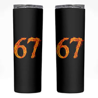 Fire Flame Number 67 Skinny Tumbler Funny Six Seven Gen Alpha Slang Meme Sports Team Jersey - Wonder Print Shop