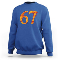 Fire Flame Number 67 Sweatshirt Funny Six Seven Gen Alpha Slang Meme Sports Team Jersey - Wonder Print Shop