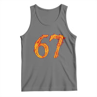 Fire Flame Number 67 Tank Top Funny Six Seven Gen Alpha Slang Meme Sports Team Jersey - Wonder Print Shop