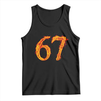 Fire Flame Number 67 Tank Top Funny Six Seven Gen Alpha Slang Meme Sports Team Jersey - Wonder Print Shop