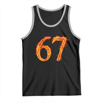 Fire Flame Number 67 Tank Top Funny Six Seven Gen Alpha Slang Meme Sports Team Jersey - Wonder Print Shop