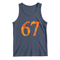 Fire Flame Number 67 Tank Top Funny Six Seven Gen Alpha Slang Meme Sports Team Jersey - Wonder Print Shop