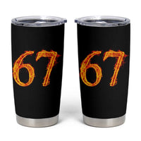 Fire Flame Number 67 Tumbler Cup Funny Six Seven Gen Alpha Slang Meme Sports Team Jersey - Wonder Print Shop
