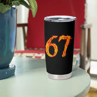 Fire Flame Number 67 Tumbler Cup Funny Six Seven Gen Alpha Slang Meme Sports Team Jersey - Wonder Print Shop