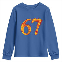 Fire Flame Number 67 Youth Sweatshirt Funny Six Seven Gen Alpha Slang Meme Sports Team Jersey - Wonder Print Shop