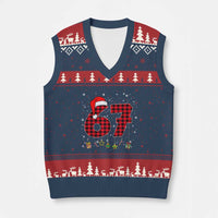 67 Xmas V-Neck Knit Sweater Vest Funny Six Seven 6 7 Meme Gen Alpha Slang - Wonder Print Shop