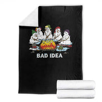 Christmas Snowman Campfire Throw Blanket Bad Idea Melting Snowman Family Roasting Marshmallows - Wonder Print Shop