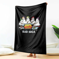 Christmas Snowman Campfire Throw Blanket Bad Idea Melting Snowman Family Roasting Marshmallows - Wonder Print Shop