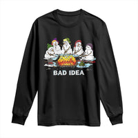 Christmas Snowman Campfire Long Sleeve Shirt Bad Idea Melting Snowman Family Roasting Marshmallows - Wonder Print Shop