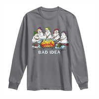 Christmas Snowman Campfire Long Sleeve Shirt Bad Idea Melting Snowman Family Roasting Marshmallows - Wonder Print Shop