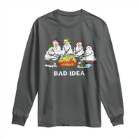 Christmas Snowman Campfire Long Sleeve Shirt Bad Idea Melting Snowman Family Roasting Marshmallows - Wonder Print Shop
