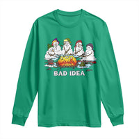 Christmas Snowman Campfire Long Sleeve Shirt Bad Idea Melting Snowman Family Roasting Marshmallows - Wonder Print Shop