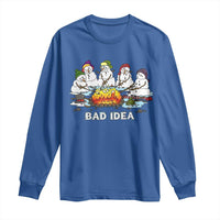 Christmas Snowman Campfire Long Sleeve Shirt Bad Idea Melting Snowman Family Roasting Marshmallows - Wonder Print Shop
