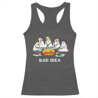 Christmas Snowman Campfire Racerback Tank Top Bad Idea Melting Snowman Family Roasting Marshmallows - Wonder Print Shop