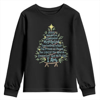 Jesus Names Christmas Tree Youth Sweatshirt Christian Bible Verse Xmas - Wonder Print Shop
