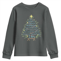 Jesus Names Christmas Tree Youth Sweatshirt Christian Bible Verse Xmas - Wonder Print Shop