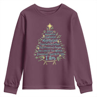 Jesus Names Christmas Tree Youth Sweatshirt Christian Bible Verse Xmas - Wonder Print Shop