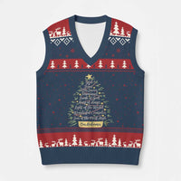 Xmas Christian V-Neck Knit Sweater Vest Jesus Names Tree Religious Faith - Wonder Print Shop