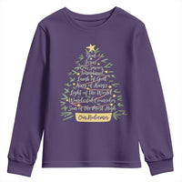 Christmas Christian Youth Sweatshirt Jesus Names Tree Religious Faith - Wonder Print Shop