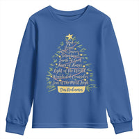 Christmas Christian Youth Sweatshirt Jesus Names Tree Religious Faith - Wonder Print Shop