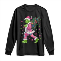 Bigfoot Christmas Tree Long Sleeve Shirt Pink Xmas Funny Green Sasquatch - Wonder Print Shop