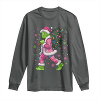 Bigfoot Christmas Tree Long Sleeve Shirt Pink Xmas Funny Green Sasquatch - Wonder Print Shop
