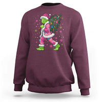 Bigfoot Christmas Tree Sweatshirt Pink Xmas Funny Green Sasquatch - Wonder Print Shop