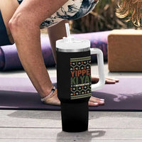 Yippee Ki Yay Tumbler With Handle Retro 80's Movie Xmas Gift Ugly Christmas - Wonder Print Shop